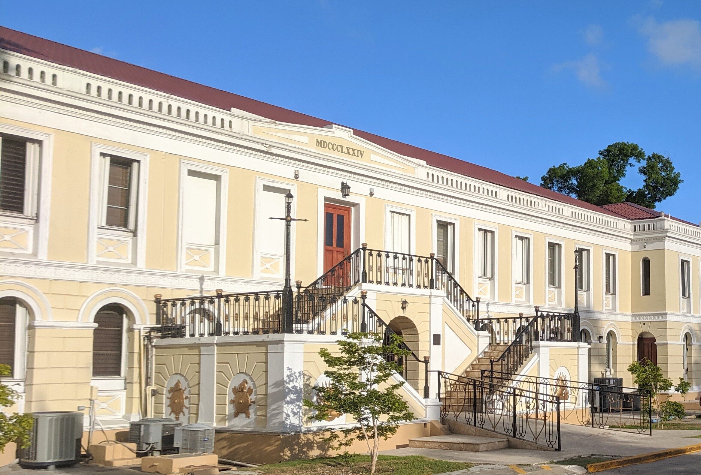 Virgin Islands legislature building next to the bay