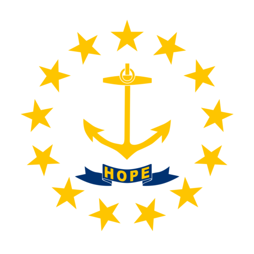 white flag with gold stars and gold anchor and word Hope
