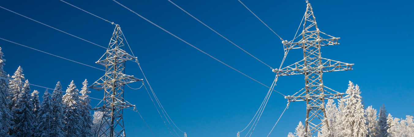 transmission towers in winter
